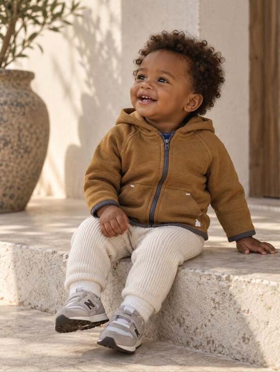 GAP Other - GapFit Baby 6-12M Brown Zip Hoodie Cotton Full Zip Activewear Jacket